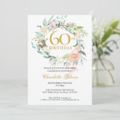 Invitation Sweet Summer Roses Garland Monogramme 60e annivers (Debout devant)