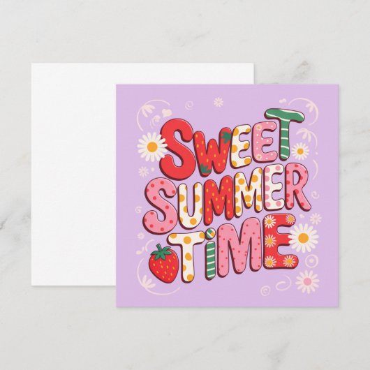 Invitation Sweet Summer Time Coquette Strawberry Retro Beach (Devant / Derrière)