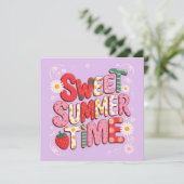 Invitation Sweet Summer Time Coquette Strawberry Retro Beach (Debout devant)