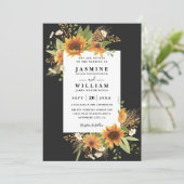 Invitation Sweet Sunflowers Rustic Elegant QR Code Wedding (Debout devant)