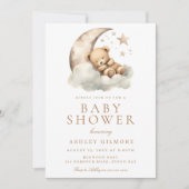 Invitation Sweet Teddy Bear Baby shower beige neutre (Devant)
