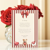 Invitation Sweet Teddy Bear Valentine Love Letter Poem card