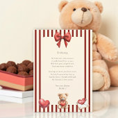 Invitation Sweet Teddy Bear Valentine Love Letter Poem card