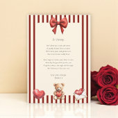 Invitation Sweet Teddy Bear Valentine Love Letter Poem card
