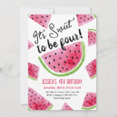 Invitation Sweet to Be Four Melon Anniversaire Fête Invitatio (Devant)