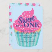 Invitation Sweet to be One Cupcake Kids First Birthday (Devant / Derrière)