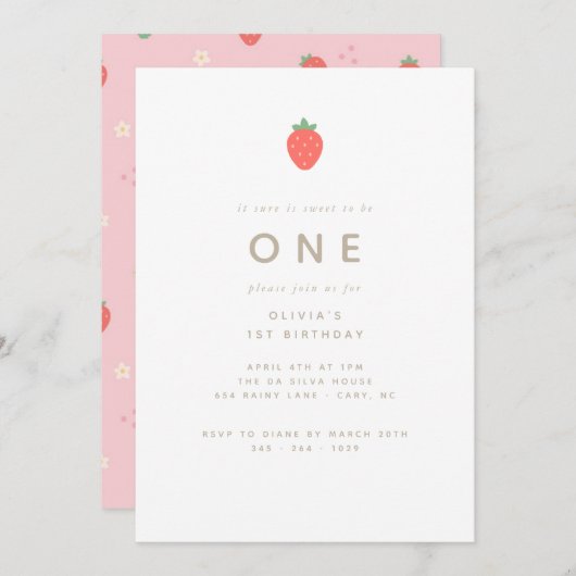 Invitation Sweet To Be One First Birthday (Devant / Derrière)