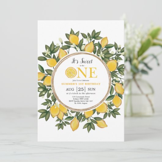 Invitation Sweet to Be One Summer Citrus citron 1er anniversa (Debout devant)