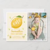 Invitation Sweet To Be One Summer Lemon 1st Birthday Photo (Devant)
