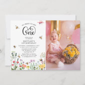 Invitation 'Sweet to Bee' Fleur sauvage & BumbleBee 1er anniv (Devant)