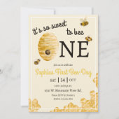 Invitation Sweet To Bee One Cute Beehive First Birthday  (Devant)