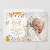 Invitation Sweet to Bee One First Birthday Invite (Devant)