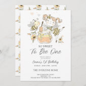 Invitation Sweet To Bee One Honey 1er anniversaire (Devant / Derrière)