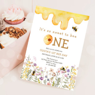 Invitation Sweet to Bee One mignon fille miel premier anniver