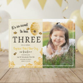 Invitation Sweet to Bee Three Honeycomb 3rd Birthday Photo
