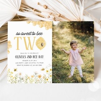 Invitation Sweet to Bee Two Bee 2nd Birthday Photo