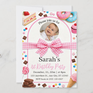 Invitation Sweet Treats Photo 1st Birthday Party