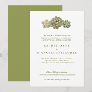 Invitation Sweet Trio Succulents Sage Green   Mariage