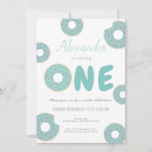 Invitation Sweet Turquoise Bleu Donut Garçon 1er anniversaire (Devant)