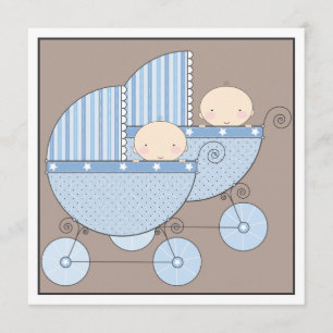 Invitation Sweet Twin Boy Deux Baby showers de transport Invi