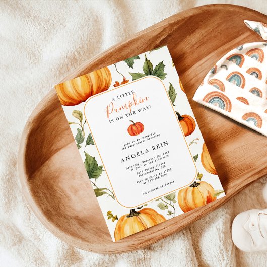 Invitation Sweet Un Petit Citrouille Feuilles d'automne Baby 