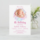 Invitation Sweet Unicorn Aquarelle fille premier anniversaire (Debout devant)