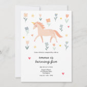 Invitation Sweet Unicorn Floral anniversaire (Devant)
