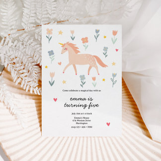 Invitation Sweet Unicorn Floral anniversaire