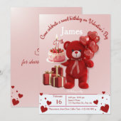 Invitation Sweet Valentine’s Birthday Invite – 7th Birthday (Devant / Derrière)