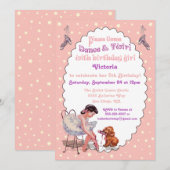 Invitation Sweet Vintage Ballerina Ballet fête d'anniversaire (Devant / Derrière)