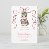 Invitation Sweet Watercolor Bunny Baby Shower  (Debout devant)