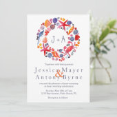 Invitation Sweet Watercolor Nautical Wreath Beach Mariage (Debout devant)