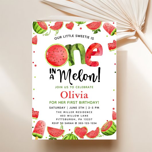 Invitation Sweet Watermelon Anniversaire 1er anniversaire
