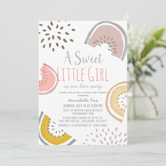Invitation Sweet Watermelon Boho Baby shower virtuel (Debout devant)