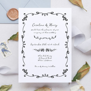 Invitation Sweet Whimsical manuscrit Mariage illustré