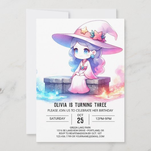 Invitation Sweet Whimsical Wizard Birthday (Devant)