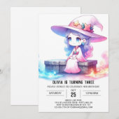 Invitation Sweet Whimsical Wizard Birthday (Devant / Derrière)