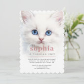 Invitation Sweet White Chat Première fête d'anniversaire Invi (Debout devant)