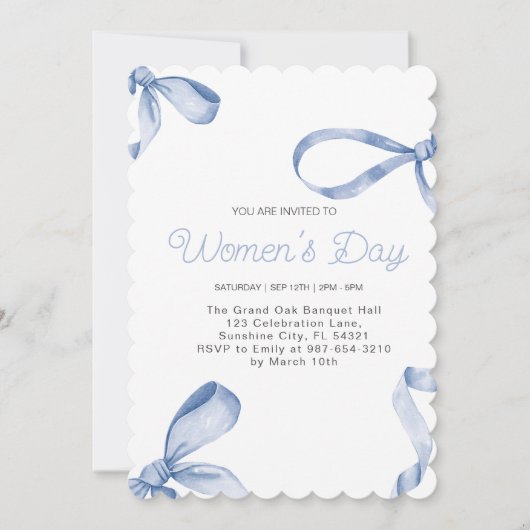 Invitation Sweet Women's Day Fancy Bow History Mois (Devant)