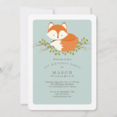 Invitation Sweet Woodland Baby Fox fête d'anniversaire (Devant)
