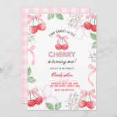 Invitation Sweetest Cherry 1st Custom Digital  (Devant / Derrière)