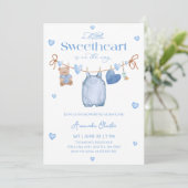 Invitation Sweetheart  blue Boy baby shower (Debout devant)