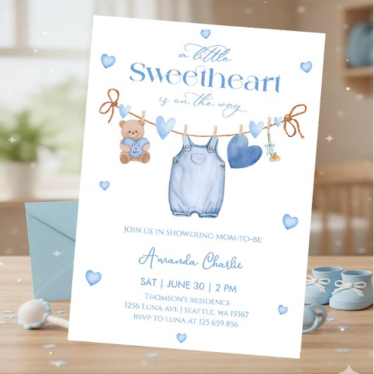 Invitation Sweetheart  blue Boy baby shower