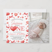 Invitation Sweetheart First Birthday Photo Invite (Devant)