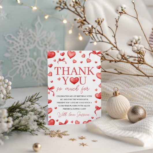 Invitation Sweetheart First Birthday Thank You