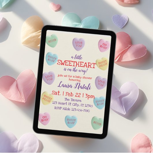 Invitation Sweetheart on the Way, Candy Baby Shower