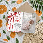 Invitation Sweetheart Photo Thank You Card<br><div class="desc">A beautiful way to say thanks! This photo thank you card features a watercolor red bow and hearts design with a spot for your birthday girl's photo. A sweet memento for guests from her "Sweetheart" themed first birthday party.</div>