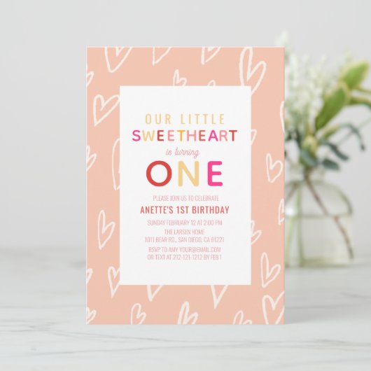 Invitation Sweetheart Pin Hearts Saint-Valentin 1er anniversa (Debout devant)
