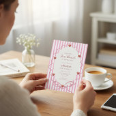 Invitation Sweetheart Pink Stripe First Birthday QR Code