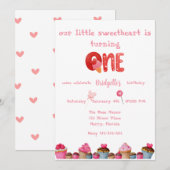 Invitation Sweetheart Valentine 1er anniversaire (Devant / Derrière)